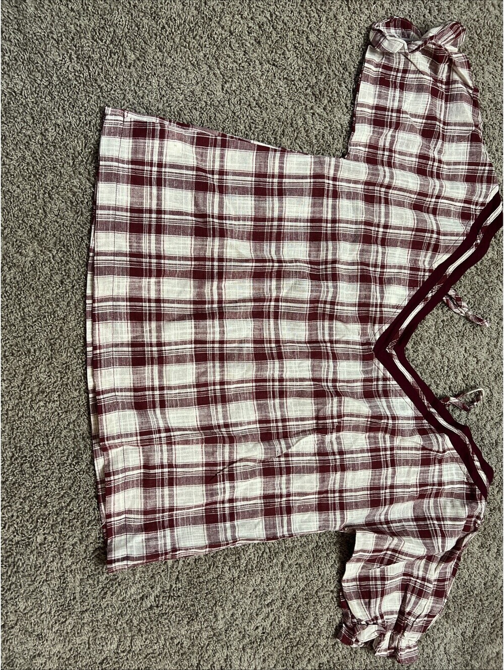 Hayden Los Angeles Blouse Womens Size Large Boho Plaid Burgundy